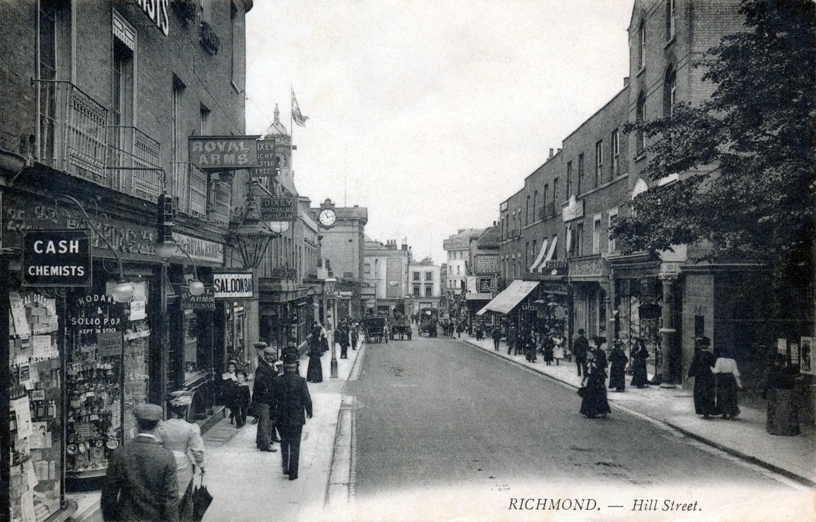 Richmond Hill Street towards town,hotels and inns Royal Arms,street-townscape